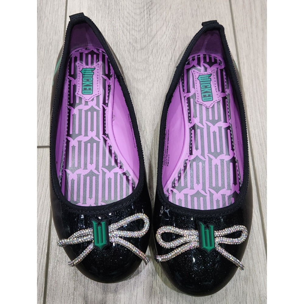 Kids Wicked The Musical Movie Black Sparkle‎ Ballet Flats Girls Size 1